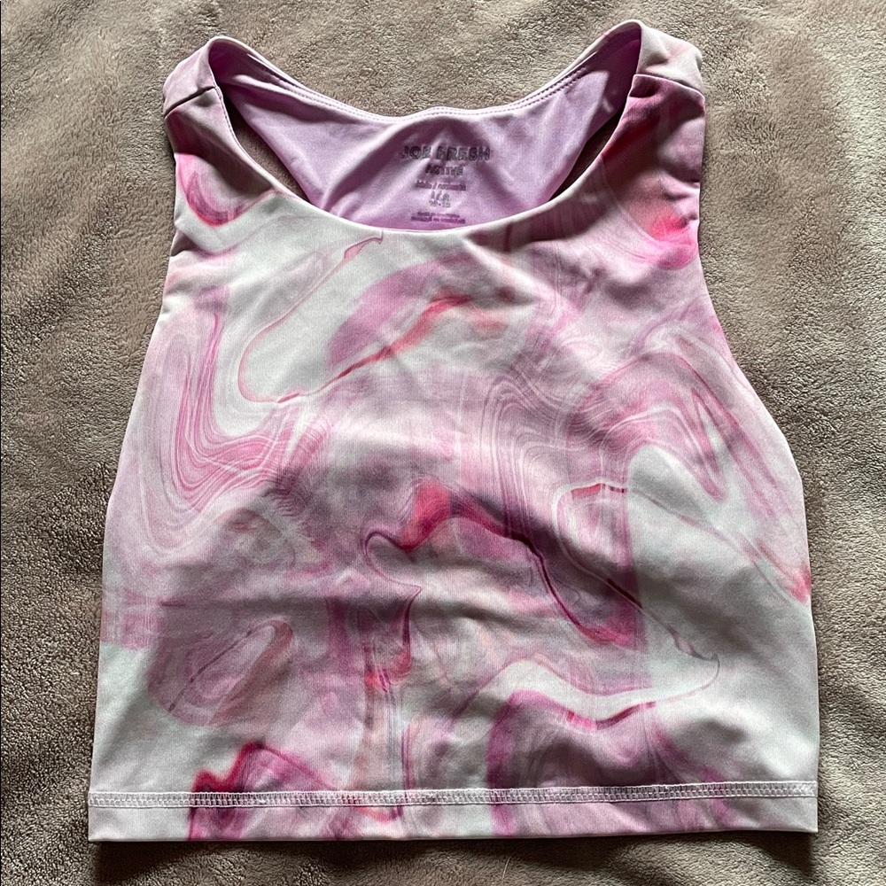 Joe Fresh Pink and White Swirl Tank Top